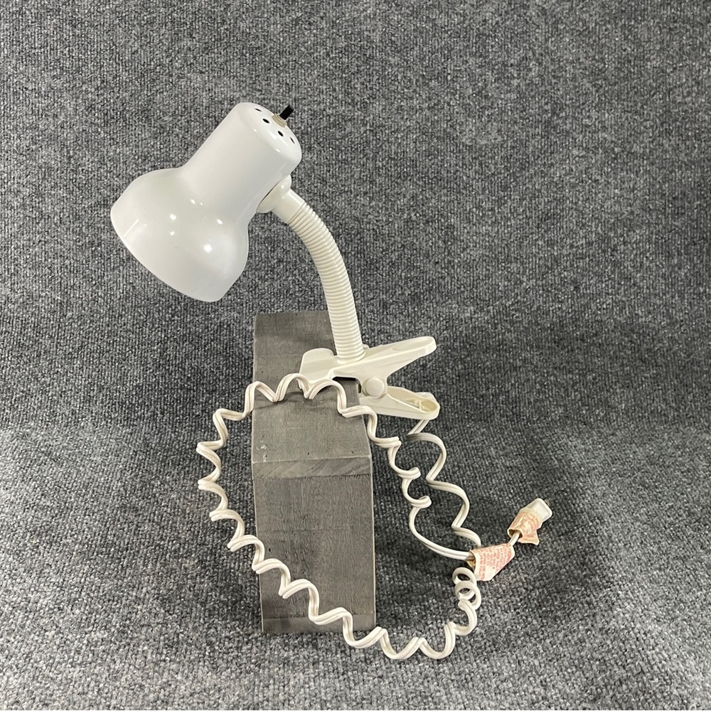 Vintage White Clip-On Adjustable Neck Desk Lamp